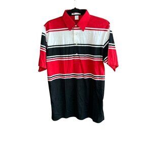 Slazenger Vintage Golf Polo Shirt Striped Colorblock Hong Kong Made Size Medium